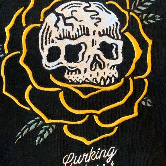 Sketchy Tank Lurking Class Graphic Jacket Grunge Punk Skull Logo Black S - Picture 6 of 7